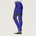 Royal Blue Black Modern Abstract Pattern Leggings at Zazzle