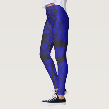 Royal Blue Black Modern Abstract Pattern Leggings by ArtsyPhoto at Zazzle