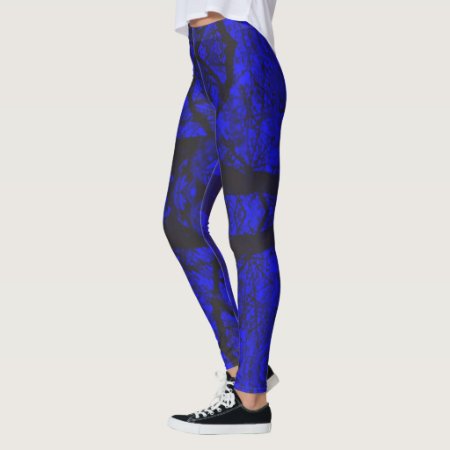 Royal Blue Black Modern Abstract Pattern Leggings