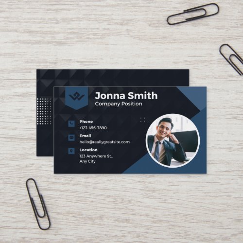 Royal blue Black Modern Corporate Business Card