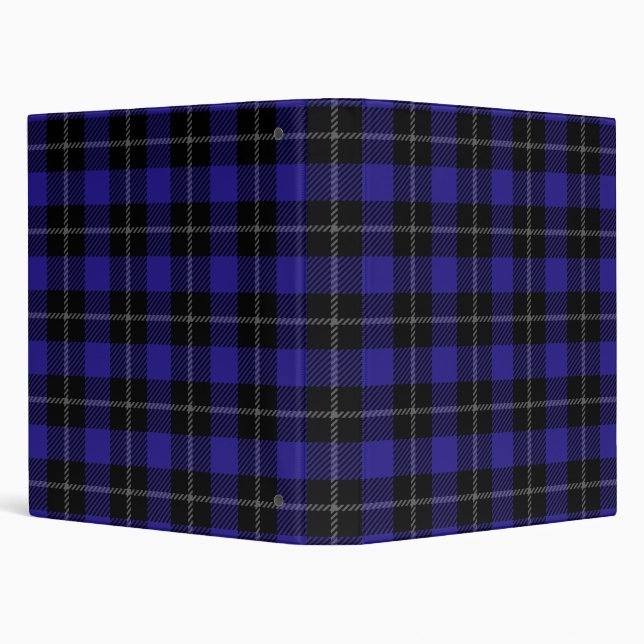 Royal Blue Black Plaid 3 Ring Binder (Background)