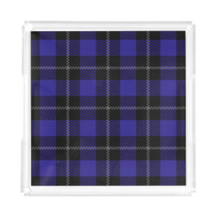 Royal Blue Black Plaid Acrylic Tray