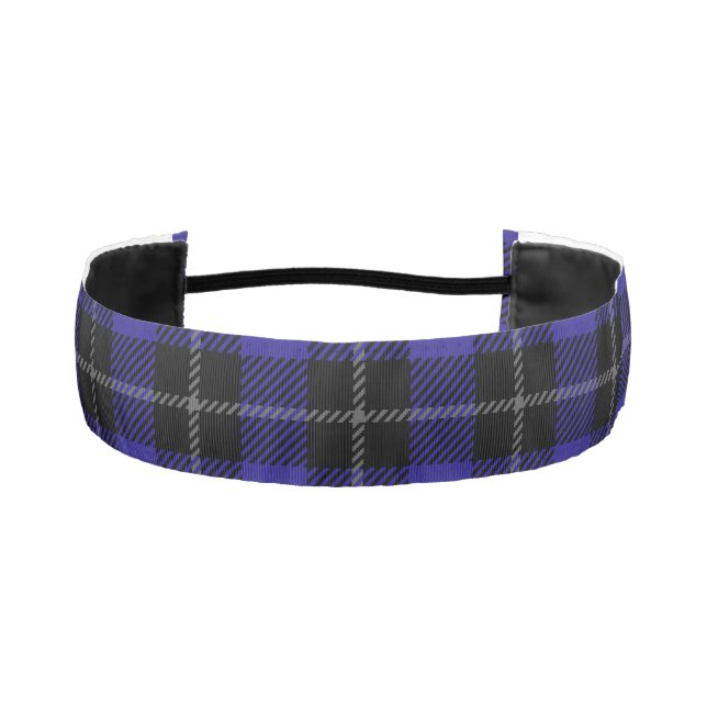 Royal Blue Black Plaid Athletic Headband (Front)