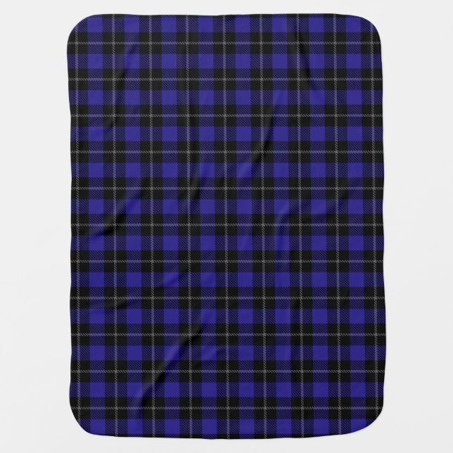 Royal Blue Black Plaid Baby Blanket (Front)