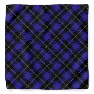 Royal Blue Black Plaid Bandana