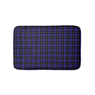 Royal Blue Black Plaid Bath Mat