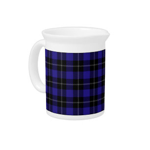Royal Blue Black Plaid Beverage Pitcher