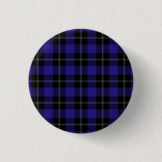 Royal Blue Black Plaid Button (Front)