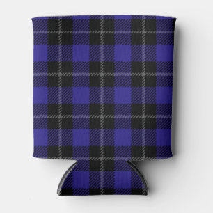 Royal Blue Black Plaid Can Cooler