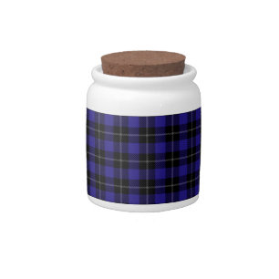 Royal Blue Black Plaid Candy Jar