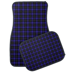 Royal Blue Black Plaid Car Floor Mat