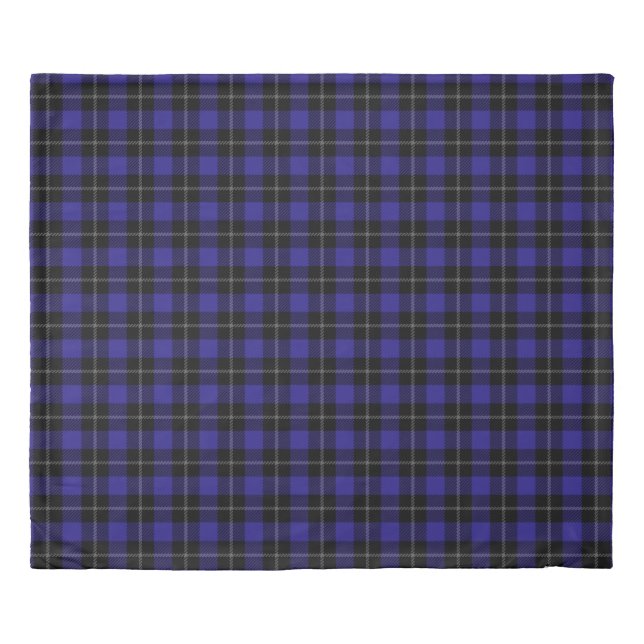 Royal Blue Black Plaid Duvet Cover (Front)