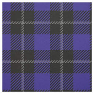 Royal Blue Black Plaid Fabric