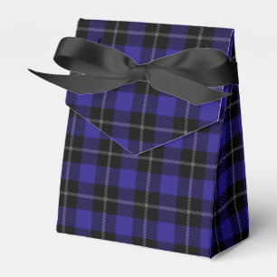 Royal Blue Black Plaid Favor Boxes