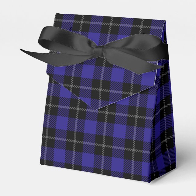 Royal Blue Black Plaid Favor Boxes (Front Side)