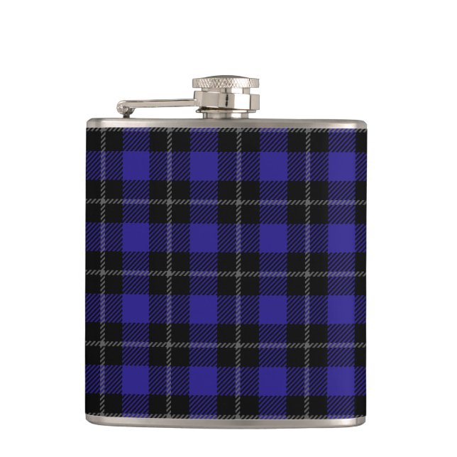 Royal Blue Black Plaid Flask (Front)