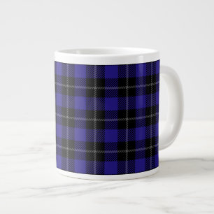Royal Blue Black Plaid Giant Coffee Mug