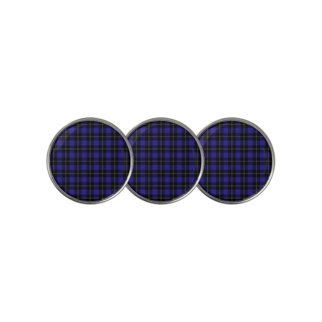 Royal Blue Black Plaid Golf Ball Marker (3 Up)