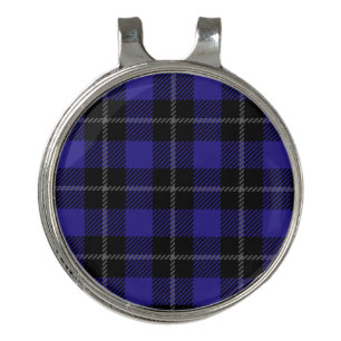 Royal Blue Black Plaid Golf Hat Clip