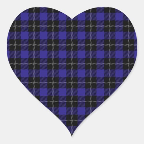Royal Blue Black Plaid Heart Sticker