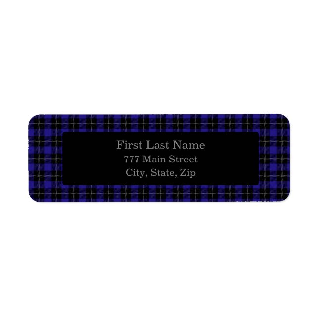 Royal Blue Black Plaid Label (Front)