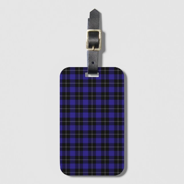 Royal Blue Black Plaid Luggage Tag (Front Vertical)