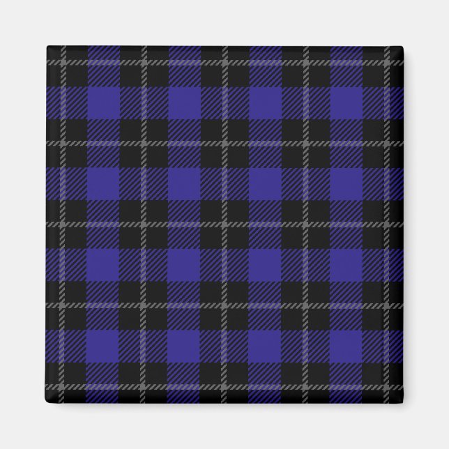 Royal Blue Black Plaid Magnet (Front)