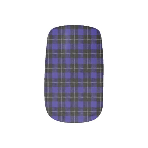 Royal Blue Black Plaid Minx Nail Art