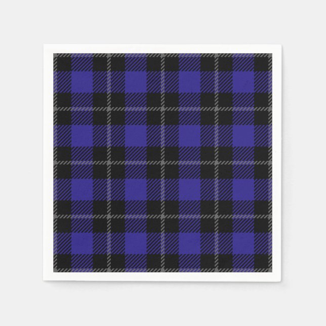 Royal Blue Black Plaid Napkins (Front)