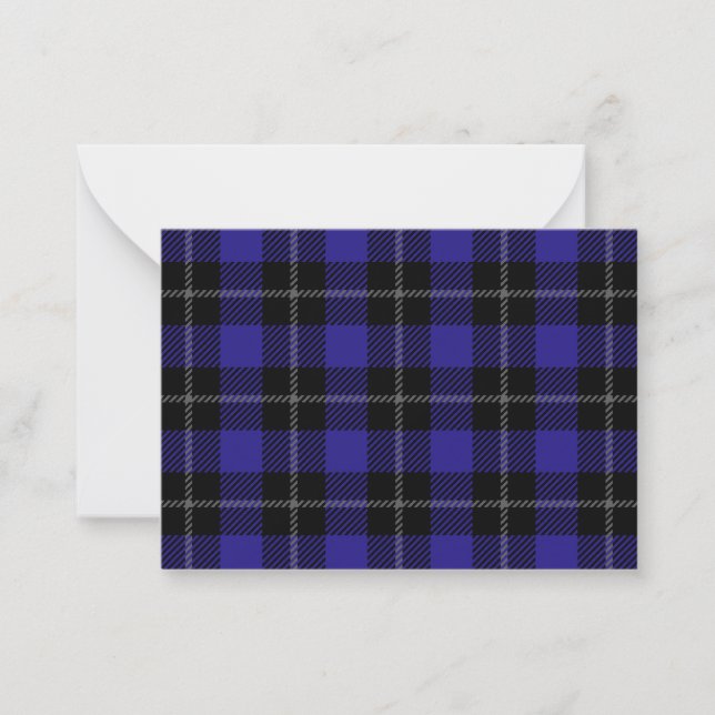Royal Blue Black Plaid Note Card (Front)