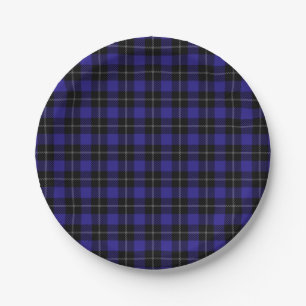 Royal Blue Black Plaid Paper Plates