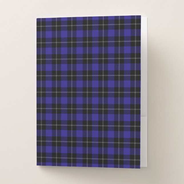 Royal Blue Black Plaid Pocket Folder (Front)
