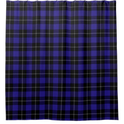 Royal Blue Black Plaid Shower Curtain