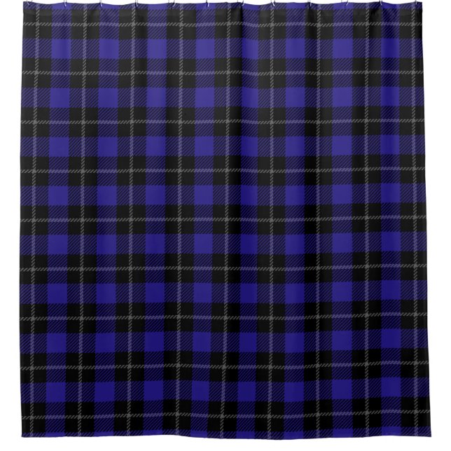 Royal Blue Black Plaid Shower Curtain (Front)