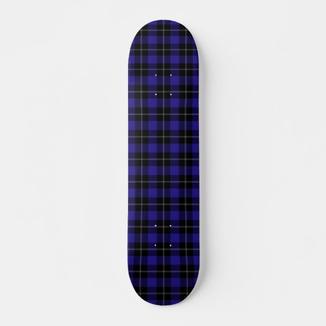 Royal Blue Black Plaid Skateboard (Front)
