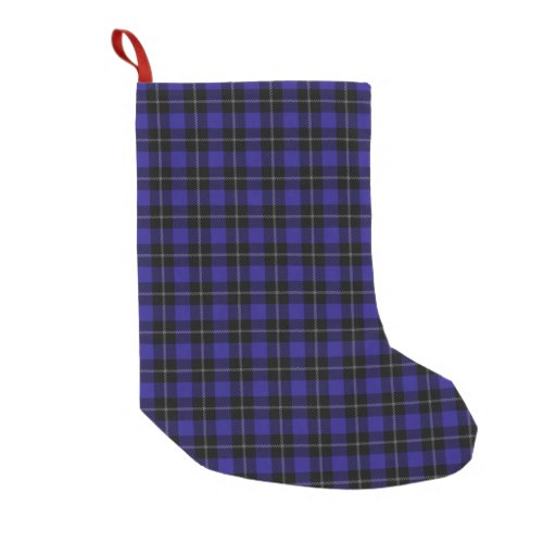 Royal Blue Black Plaid Small Christmas Stocking