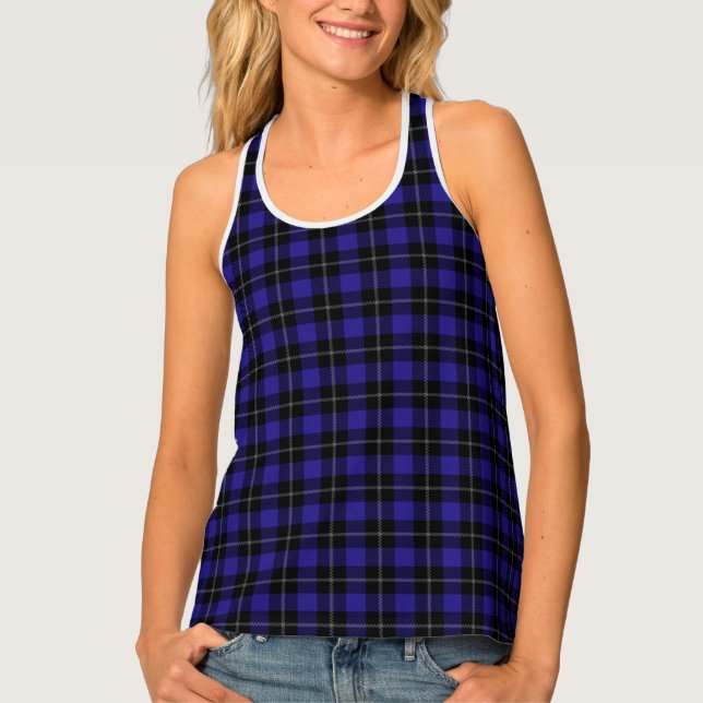 Royal Blue Black Plaid Tank Top (Front)