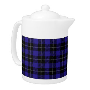Royal Blue Black Plaid Teapot