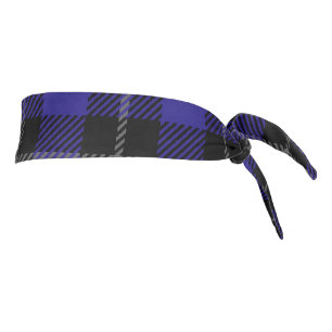 Royal Blue Black Plaid Tie Headband