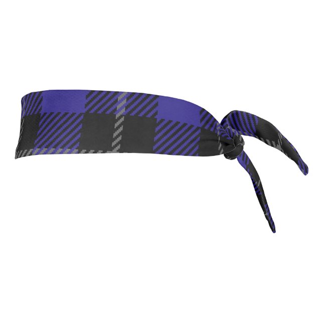 Royal Blue Black Plaid Tie Headband (Rotate 90)