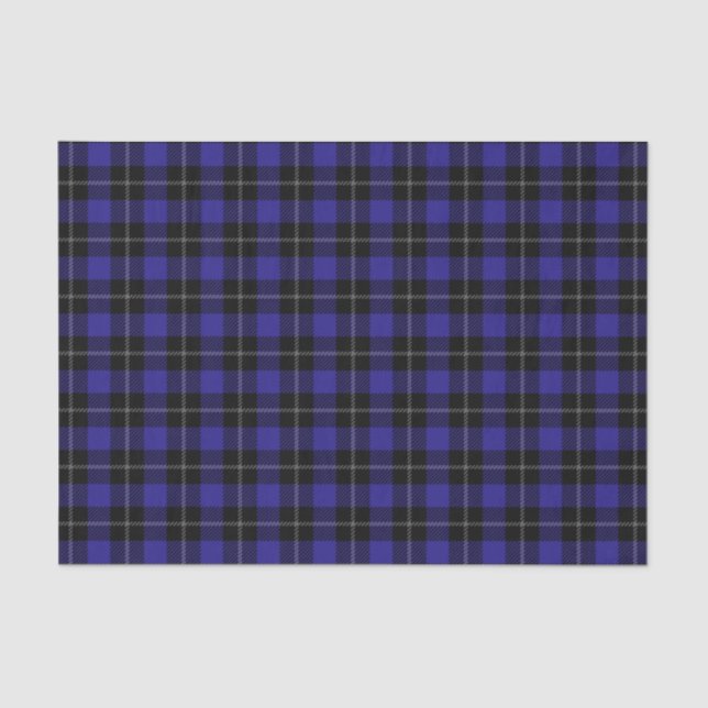 Royal Blue Black Plaid Tissue Paper (Front)