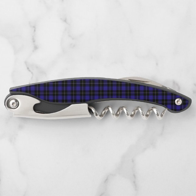 Royal Blue Black Plaid Waiter's Corkscrew (Front)