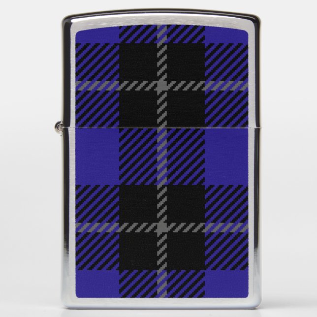 Royal Blue Black Plaid Zippo Lighter (Front)