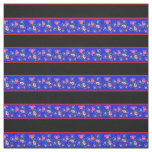 Royal blue/black, red pin stripe, folk floral fabric
