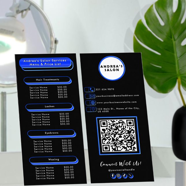 Royal Blue & Black Salon Services Menu Add Logo   (Creator Uploaded)