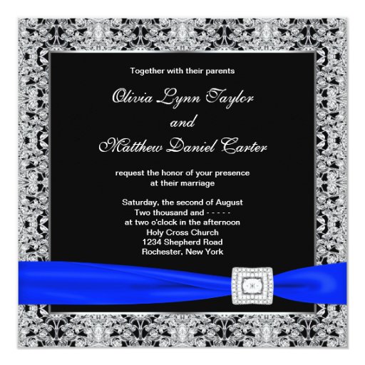 Royal Blue And Black Wedding Invitations 1