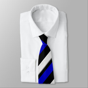 Royal Blue Black & Silver Regimental Stripe Tie