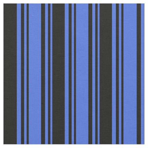 Royal Blue & Black Stripes Pattern Fabric