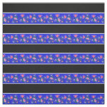 Royal blue/black, white pin stripe, folk floral fabric