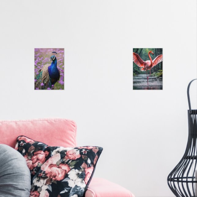 Royal Blue: Blue Peacock In Lavender Field, Wall Art Sets (Livingroom)